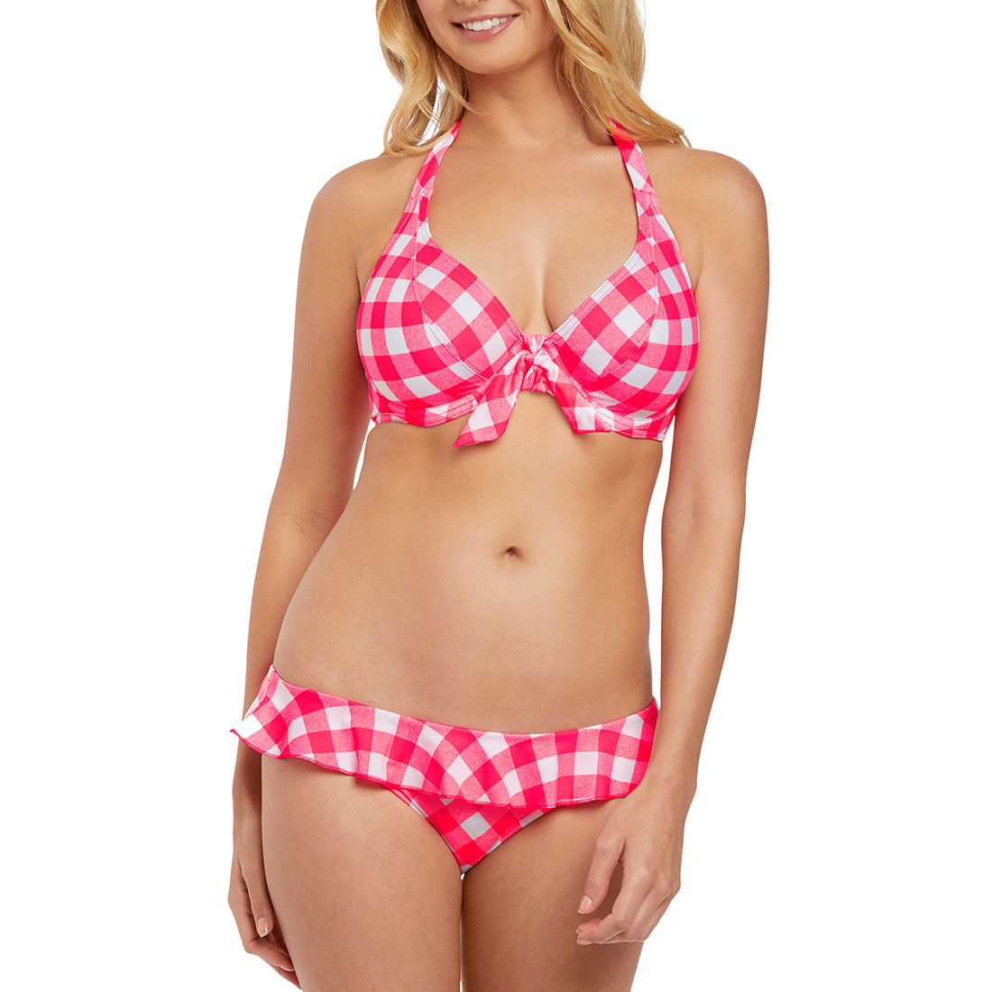 Freya Swim Totally Check Banded Halter Bikini Top Storm In A D Cup Usa